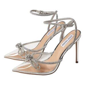 Steve Madden Viable Clear Rhinestone Embellished Bow Pointed Toe Stiletto Heels
